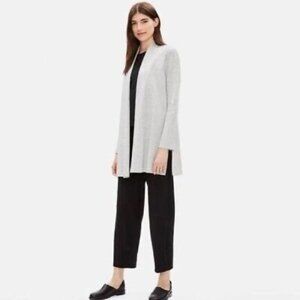 EILEEN FISHER Organic Cotton Herringbone Longline Jacket Cardigan size Medium